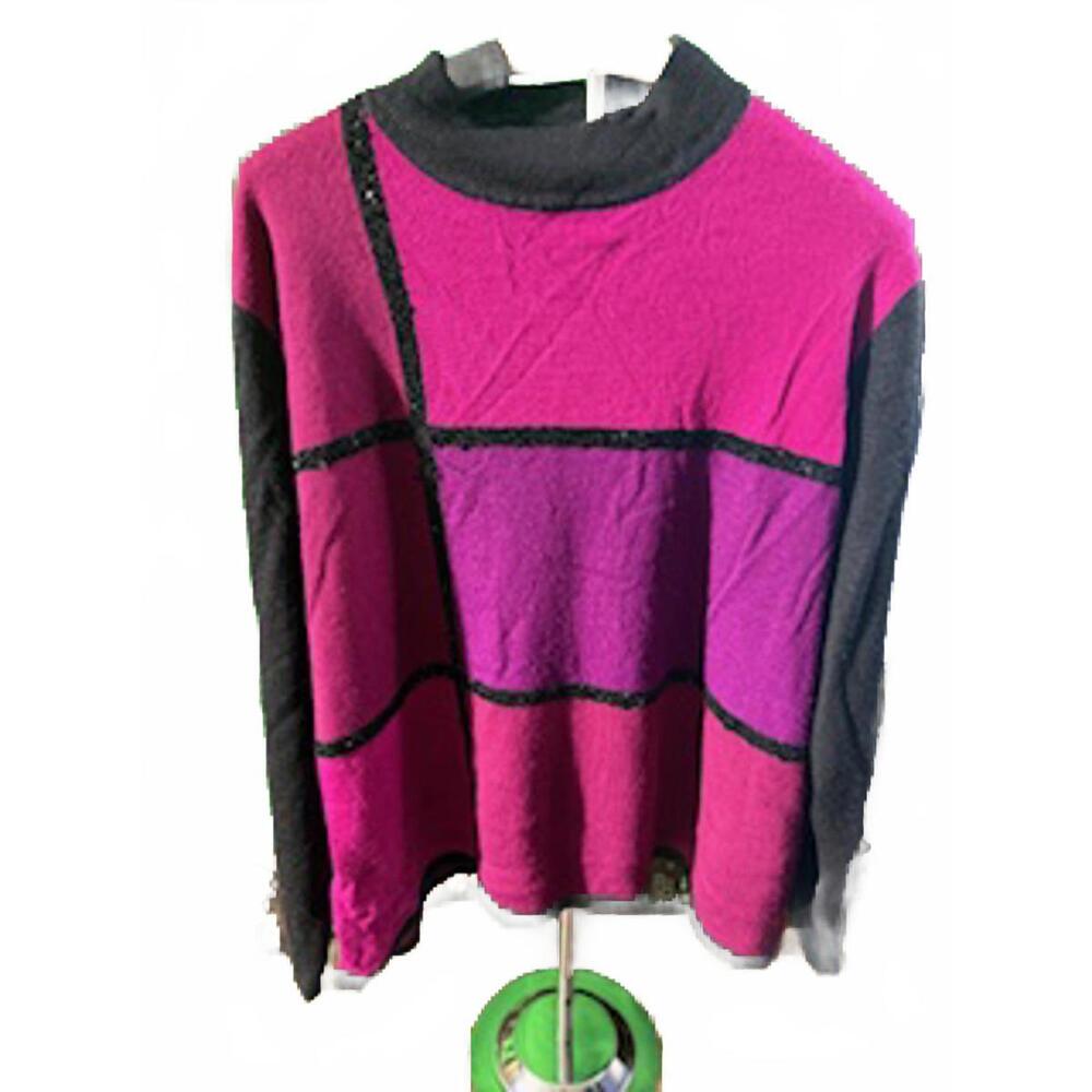 Alfred Dunner Women's Plus Size 3X Colorblock‎ Sweater Pink Purple